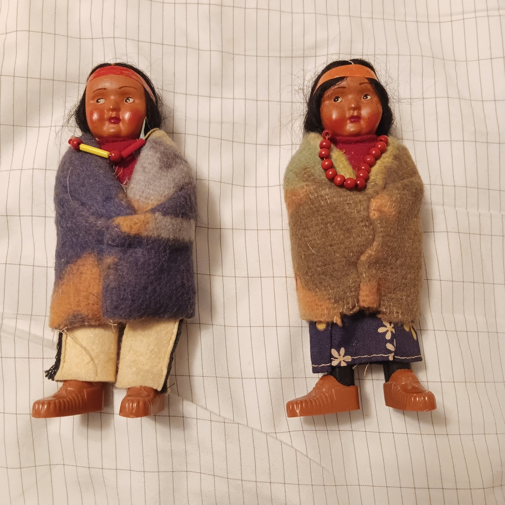 Skookum Bully Good  Imaginary  Native American Dolls approx 6 Inches, Foot Stamp